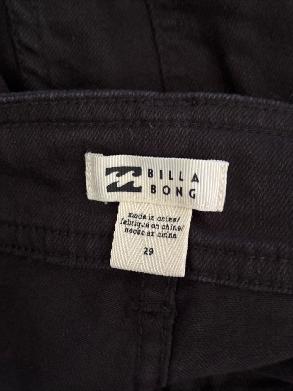 Billabong | Free Fall High Waist Wide Leg Cropped Pants Black Raw Hem | Size 29 - Picture 4 of 6